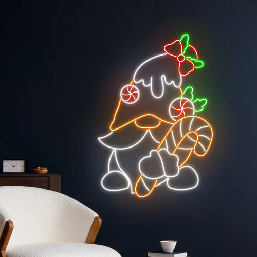 Christmas Gnome Neon Sign, Merry Christmas Gnome Led Sign, Gnome Neon Light