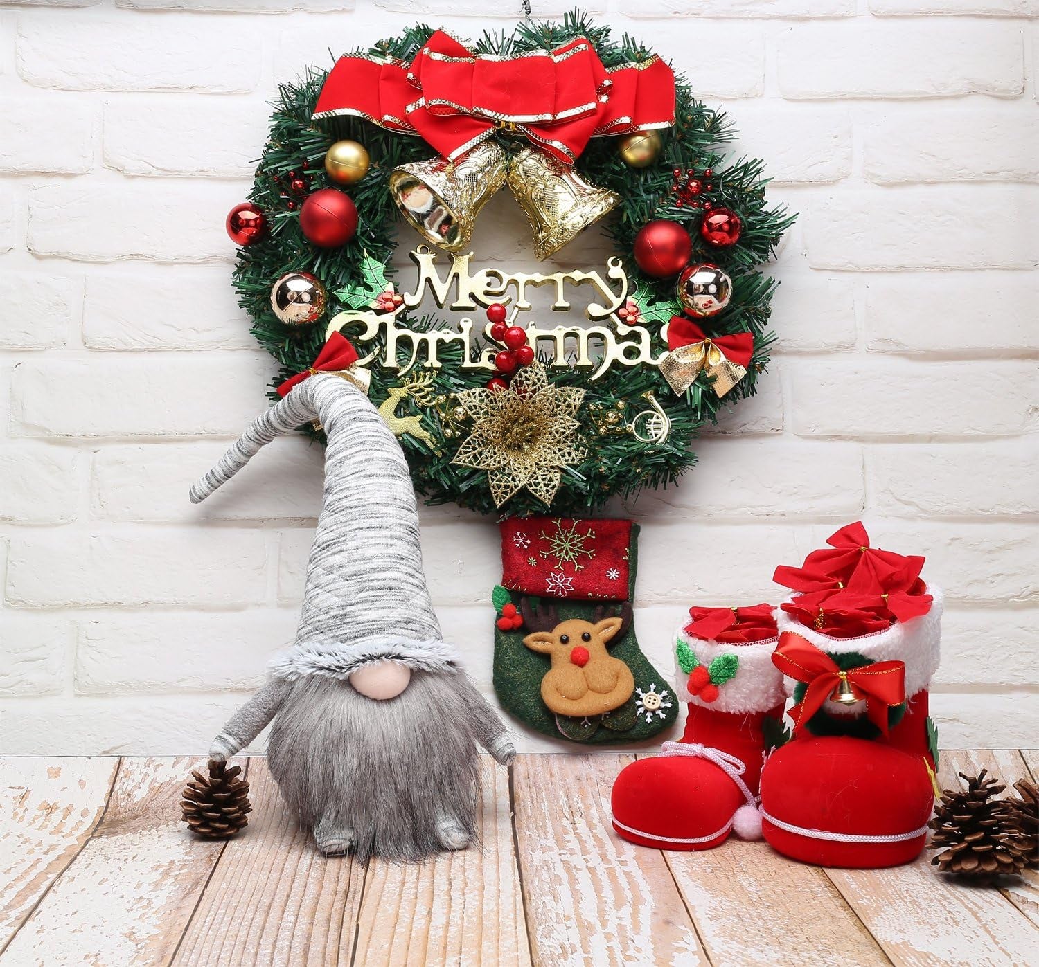 17 Inches Handmade Christmas Gnome Decoration Swedish Figurines - 16 Inches (Grey 2)