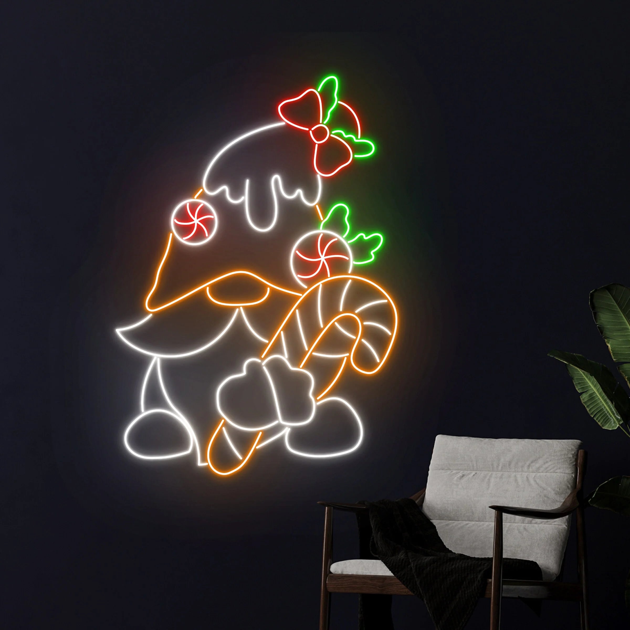 Christmas Gnome Neon Sign, Merry Christmas Gnome Led Sign, Gnome Neon Light