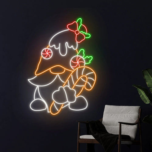 Christmas Gnome Neon Sign, Merry Christmas Gnome Led Sign, Gnome Neon Light