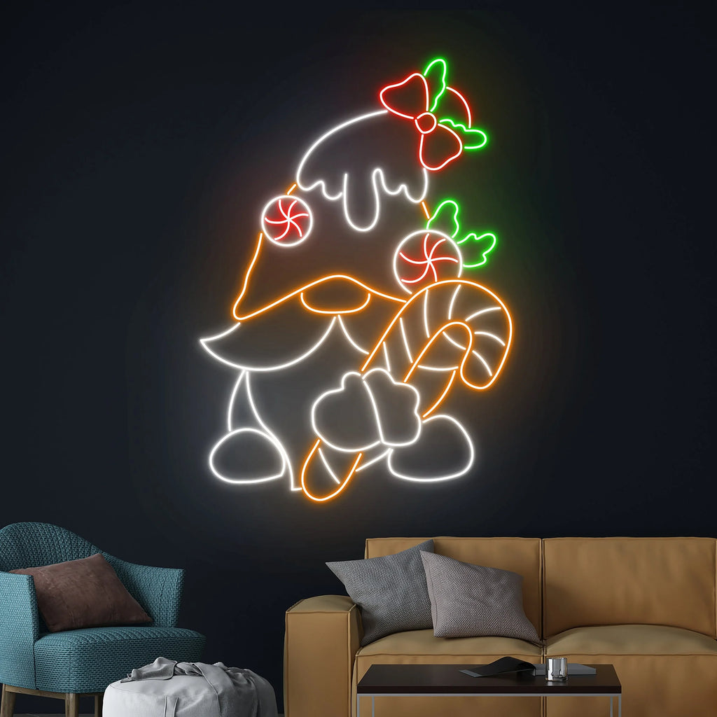 Christmas Gnome Neon Sign, Merry Christmas Gnome Led Sign, Gnome Neon Light