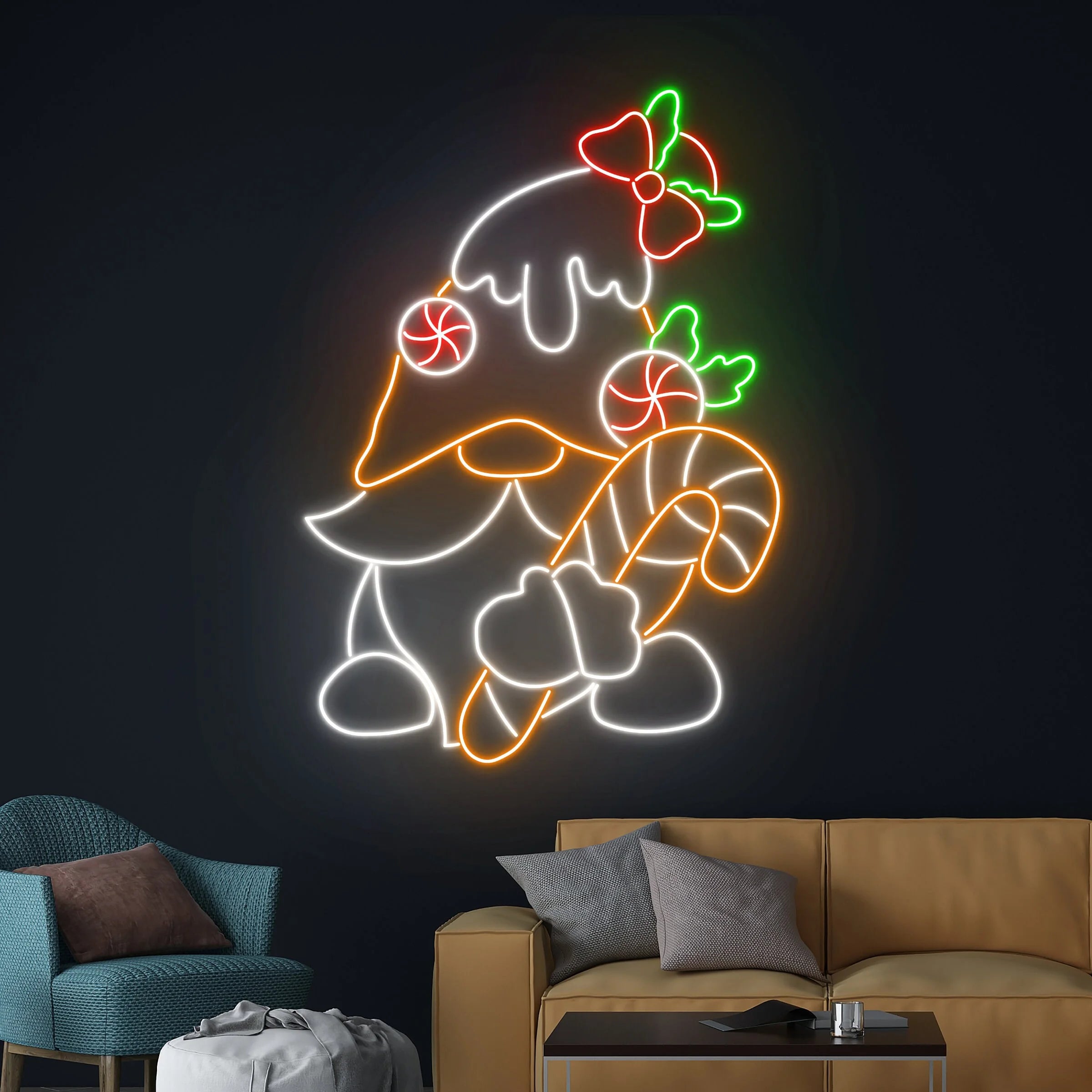 Christmas Gnome Neon Sign, Merry Christmas Gnome Led Sign, Gnome Neon Light