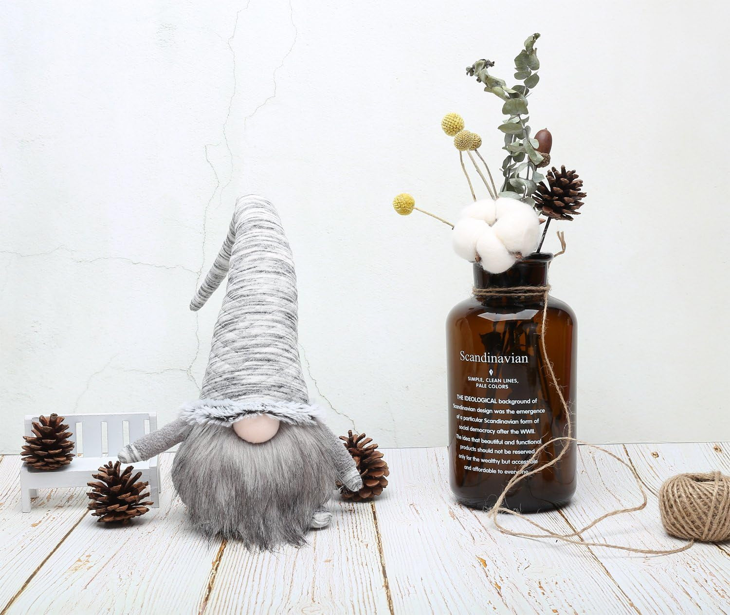 17 Inches Handmade Christmas Gnome Decoration Swedish Figurines - 16 Inches (Grey 2)